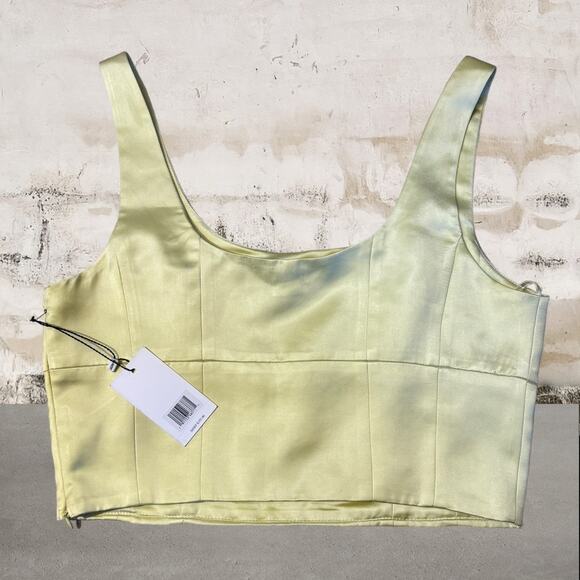 Jason Wu NWT Yellow Satin Cropped Tank - Size Medium - Picture 5 of 8